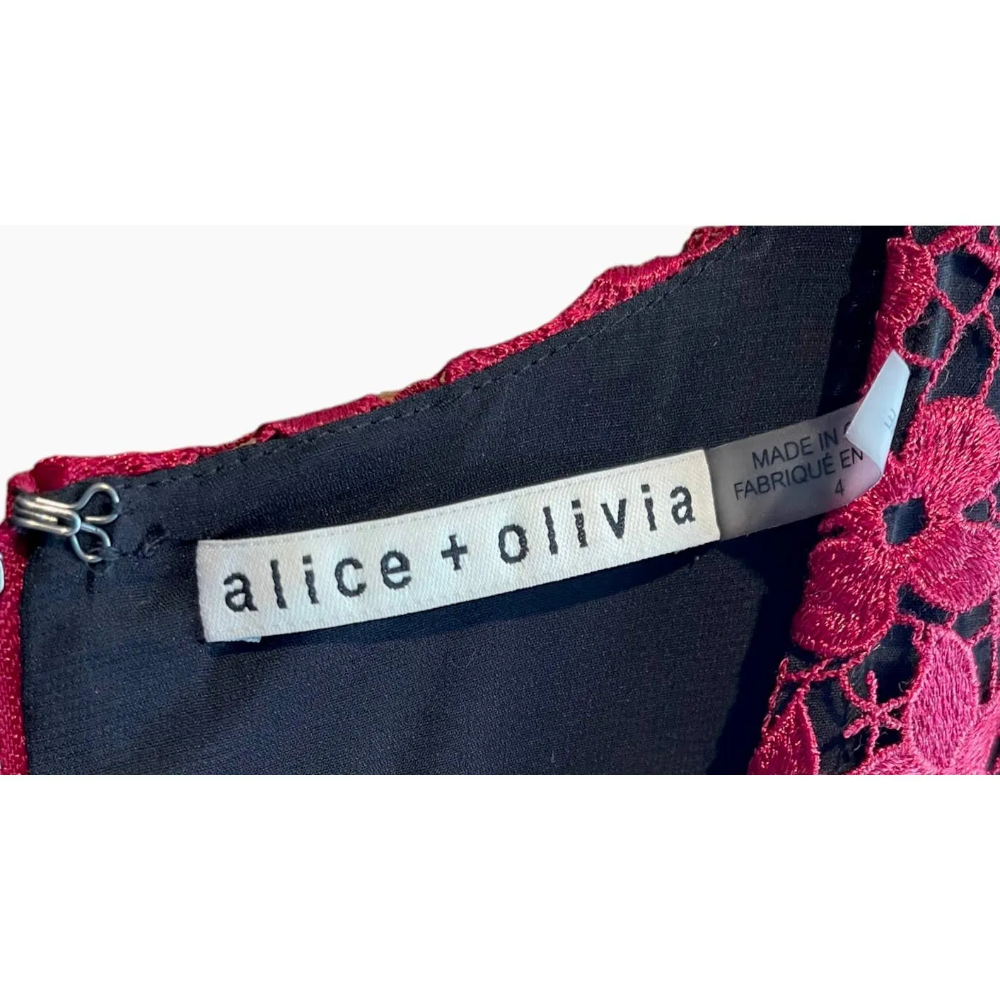 Alice   Olivia Katia Ruffled Lace Sheath Dress Size 4