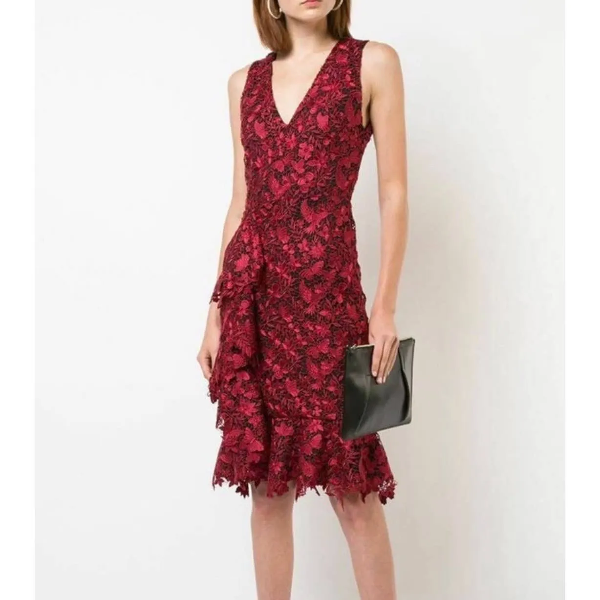 Alice   Olivia Katia Ruffled Lace Sheath Dress Size 4
