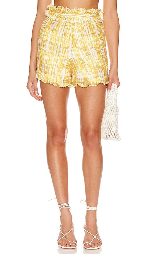 AMUR Lux High Waisted Pleated Short in Yellow