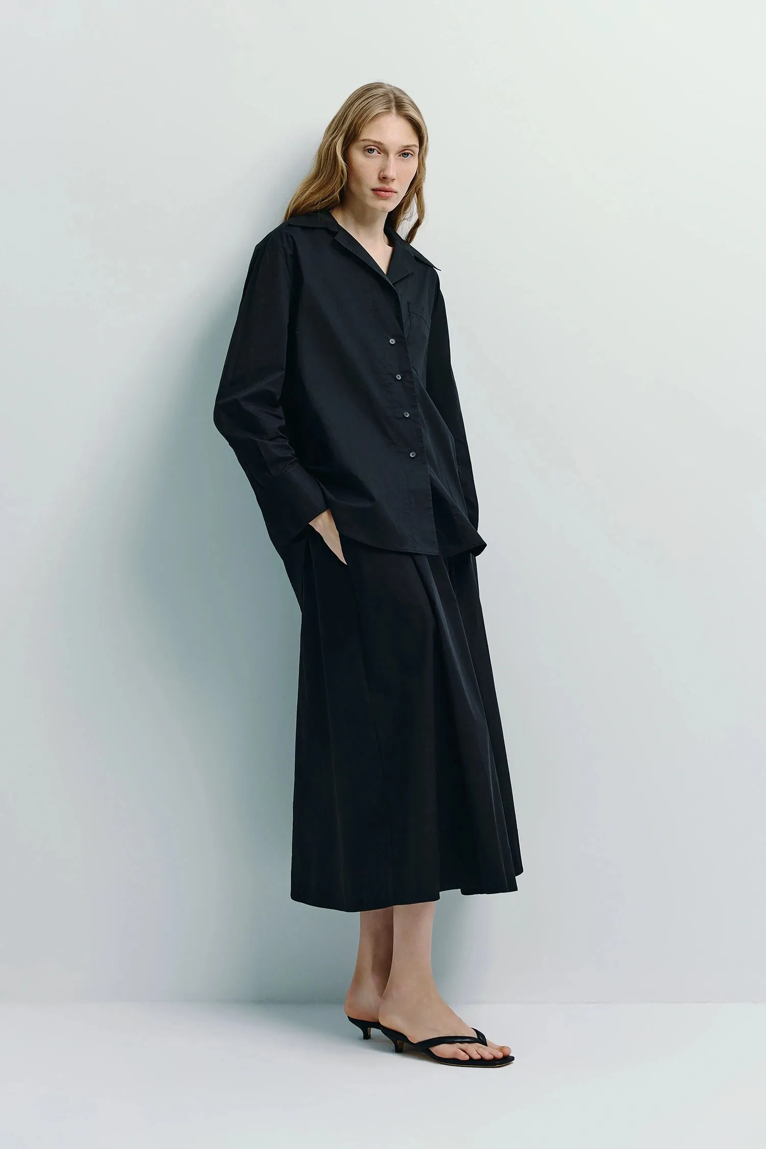Andra Poplin Midi Skirt