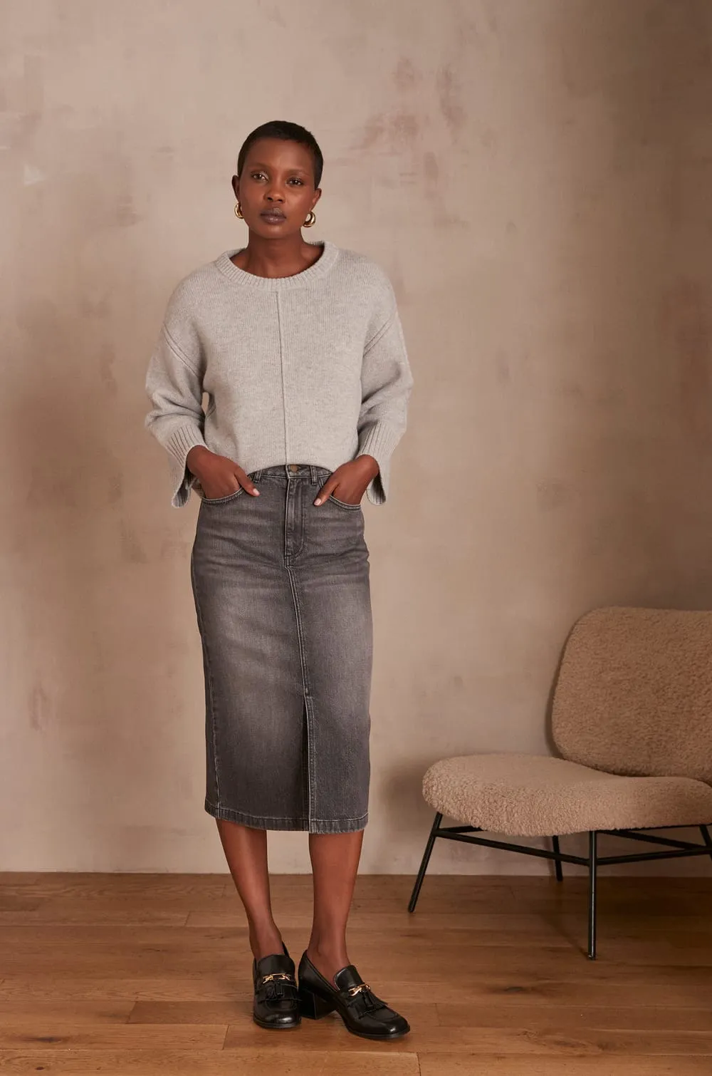 BIRDIE GREY DENIM SKIRT