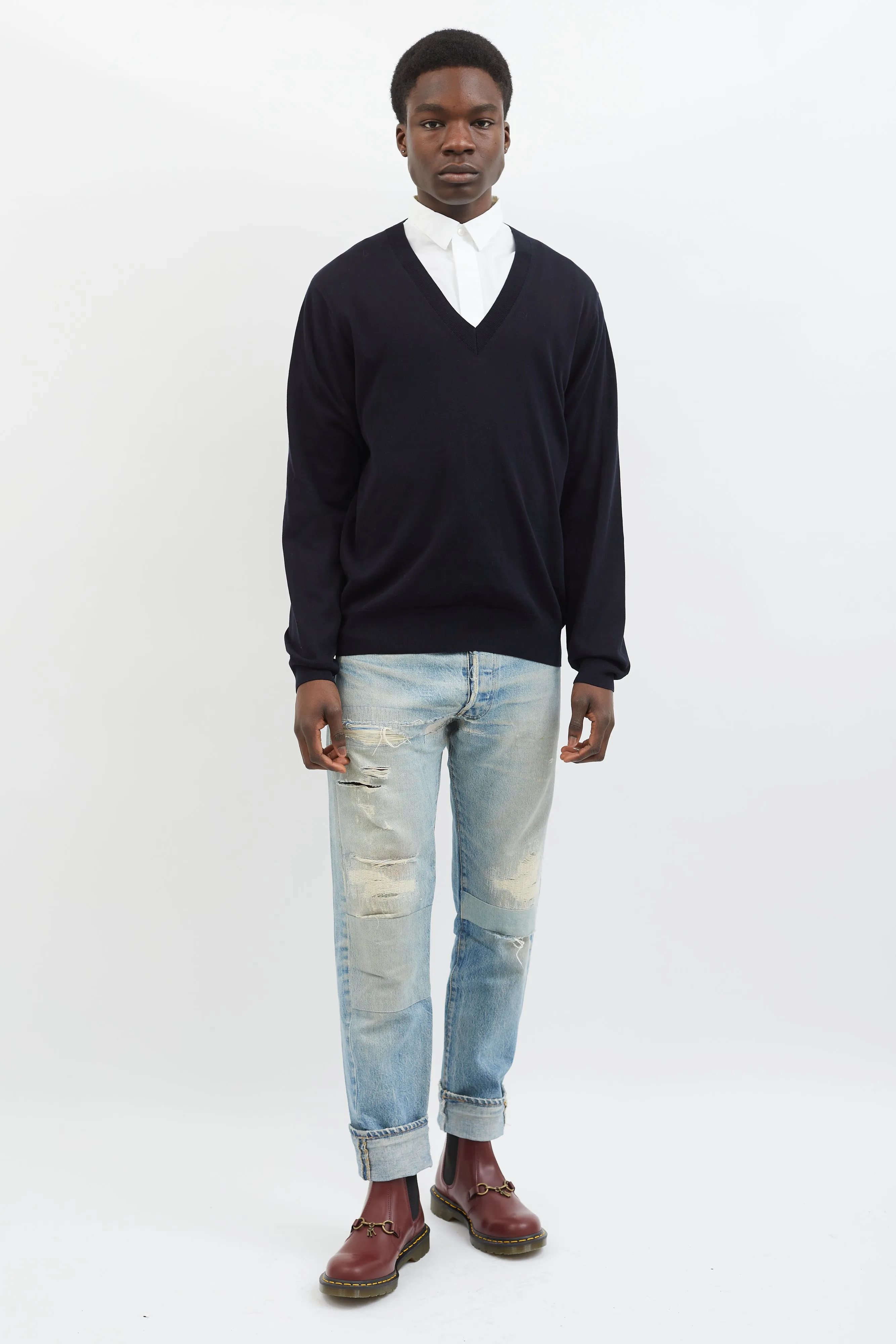 Black V-Neck Long Sleeve Sweater
