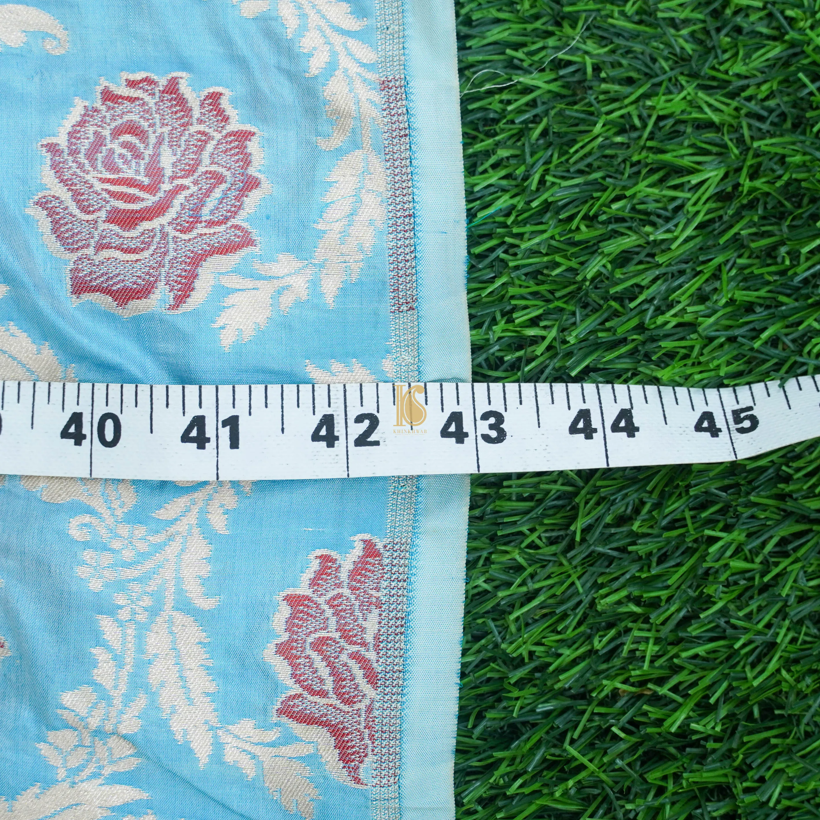 Blue Pure Katan Silk Handwoven Banarasi Fabric