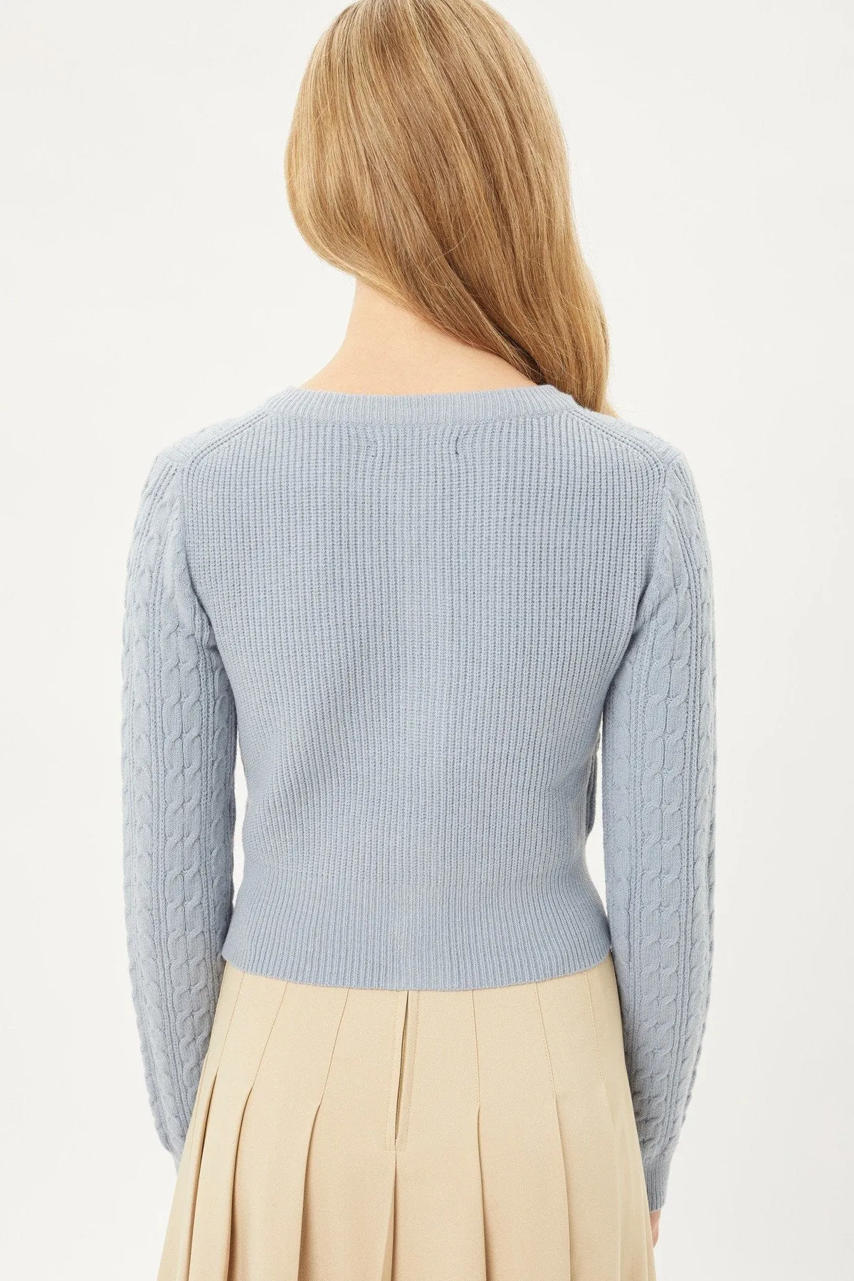 Classic Button-Up Long Sleeve Cable Knit Top Sweater Cardigan