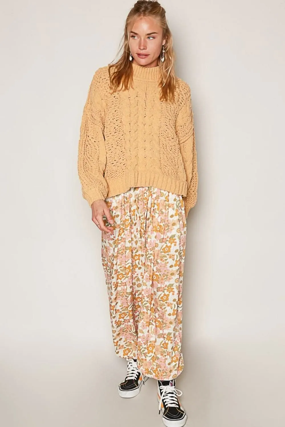 Cozy chenille cable knit sweater
