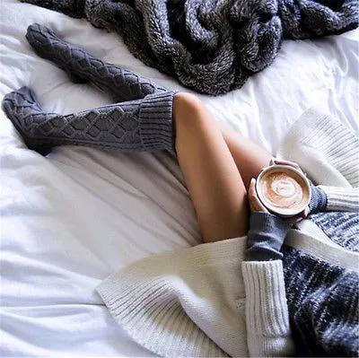 Cute Knit Cable High Stockings