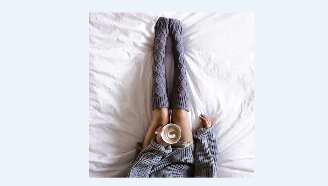 Cute Knit Cable High Stockings