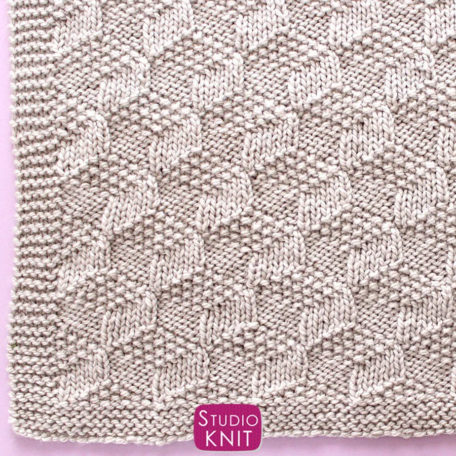 Easy Knitted Blanket in Tumbling Blocks Pattern - PDF Download