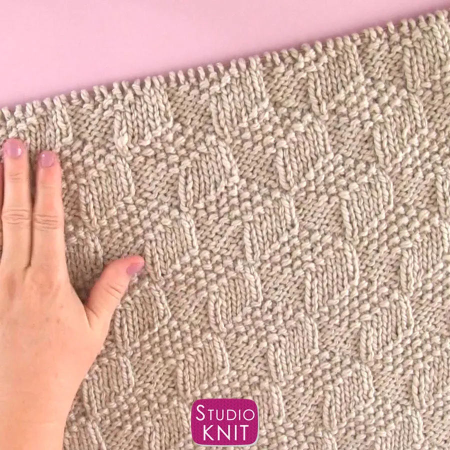 Easy Knitted Blanket in Tumbling Blocks Pattern - PDF Download