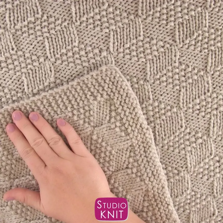 Easy Knitted Blanket in Tumbling Blocks Pattern - PDF Download