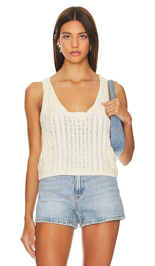 Free People High Tide Cable Tank in Ivory