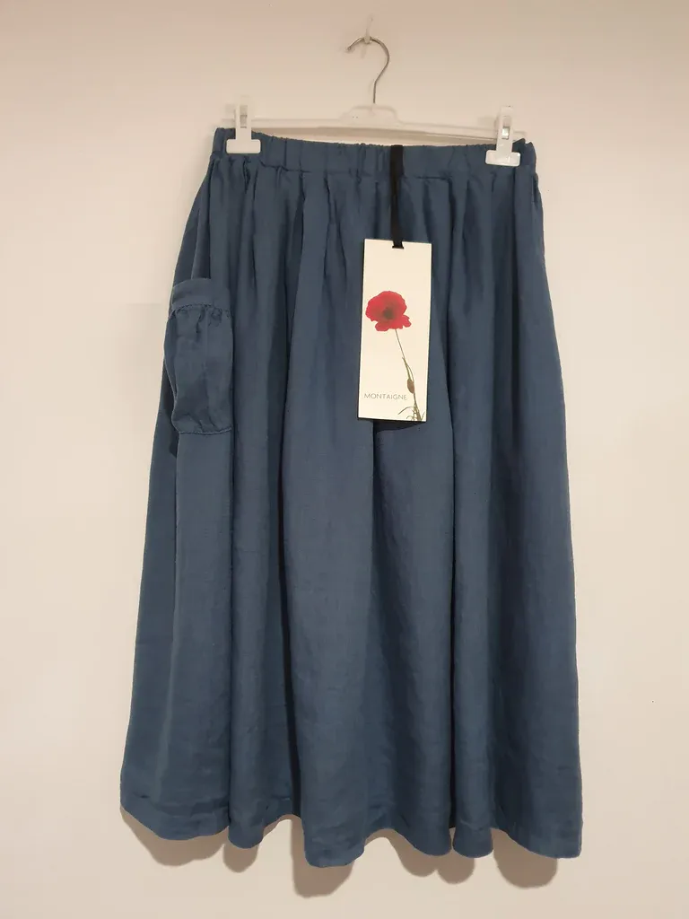 Gathered Full Skirt - Blue Denim