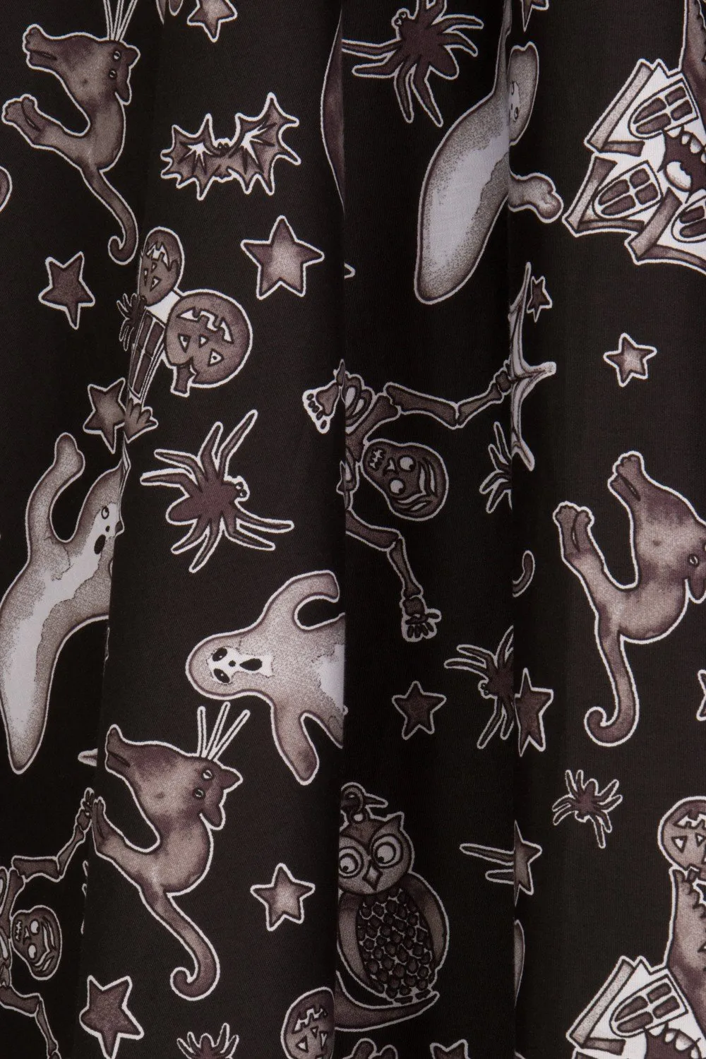 Hell Bunny Spooky Halloween Pocket skirt - Halloween Spirit Ghost Spooky House Witch Print Swing Skirt