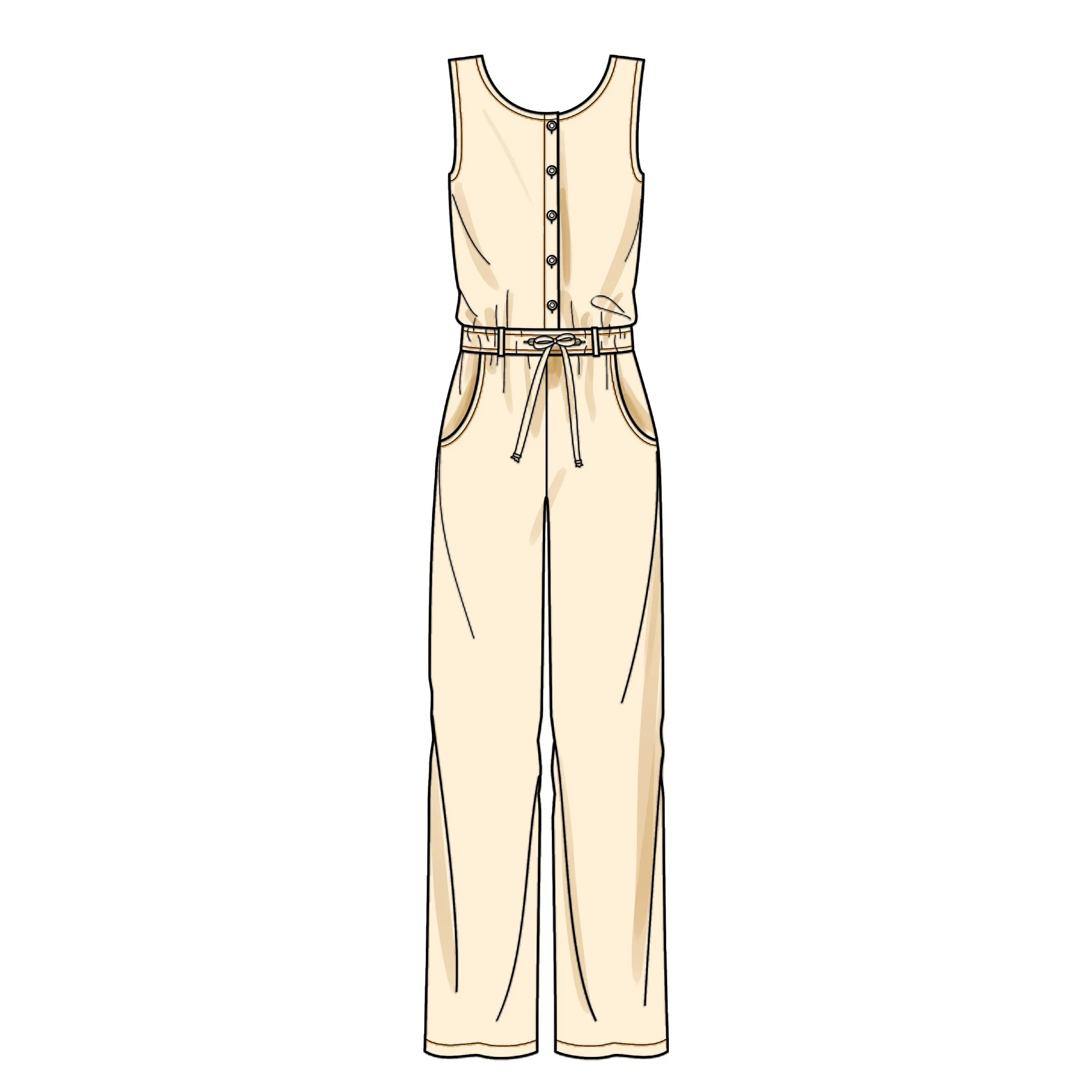 New Look Sewing Pattern N6661 - Misses' Relaxed Fit Jumpsuit With Drawstring Waist