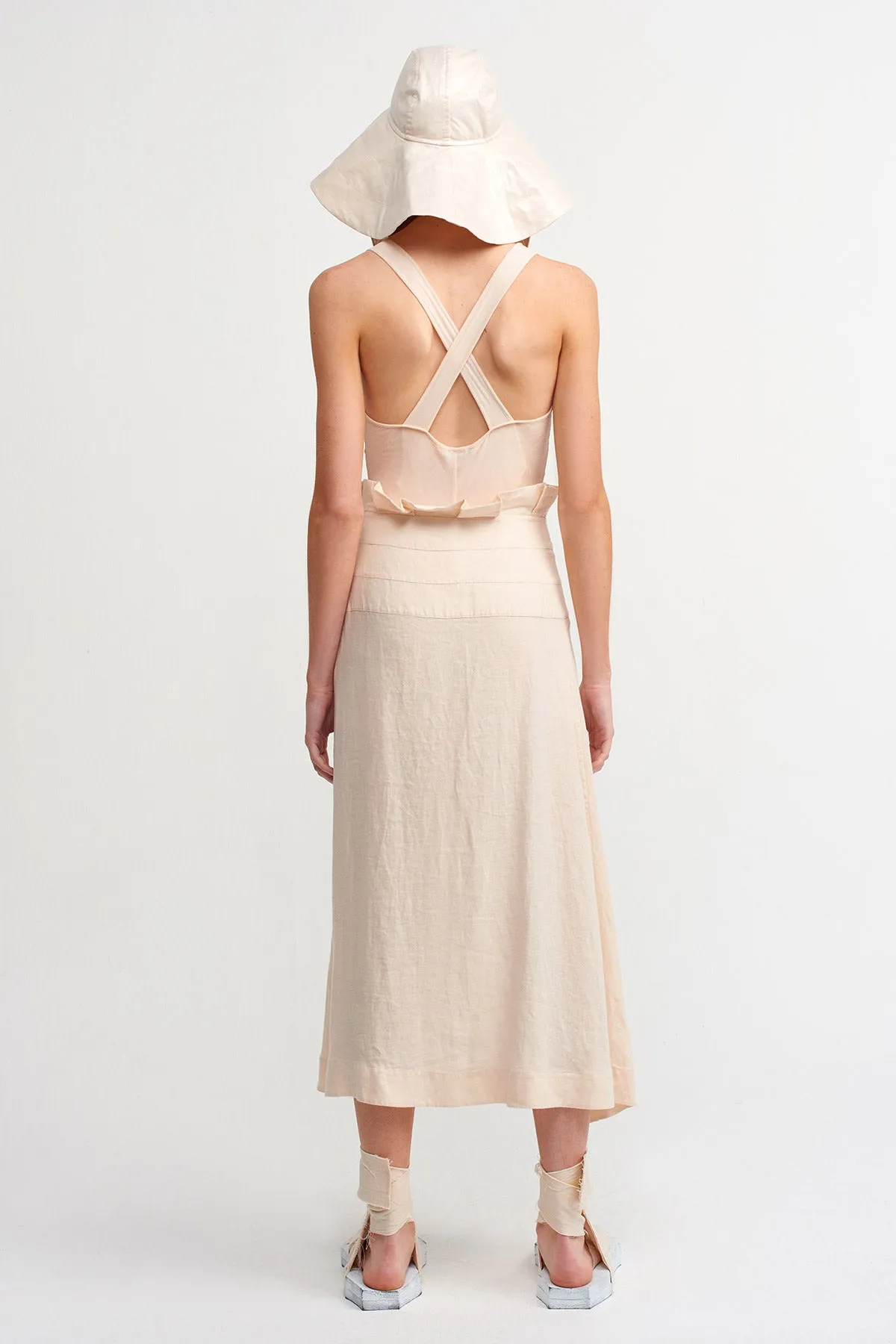 Nu Overlap Detail Midi Skirt Off White