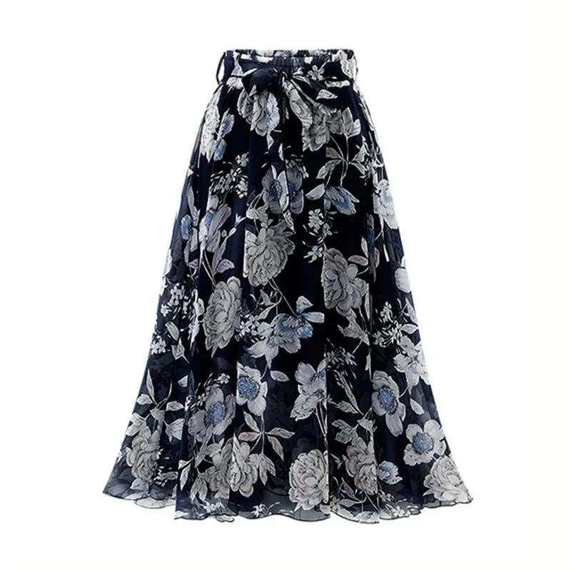 Plus Size Floral Chiffon Beach Skirt