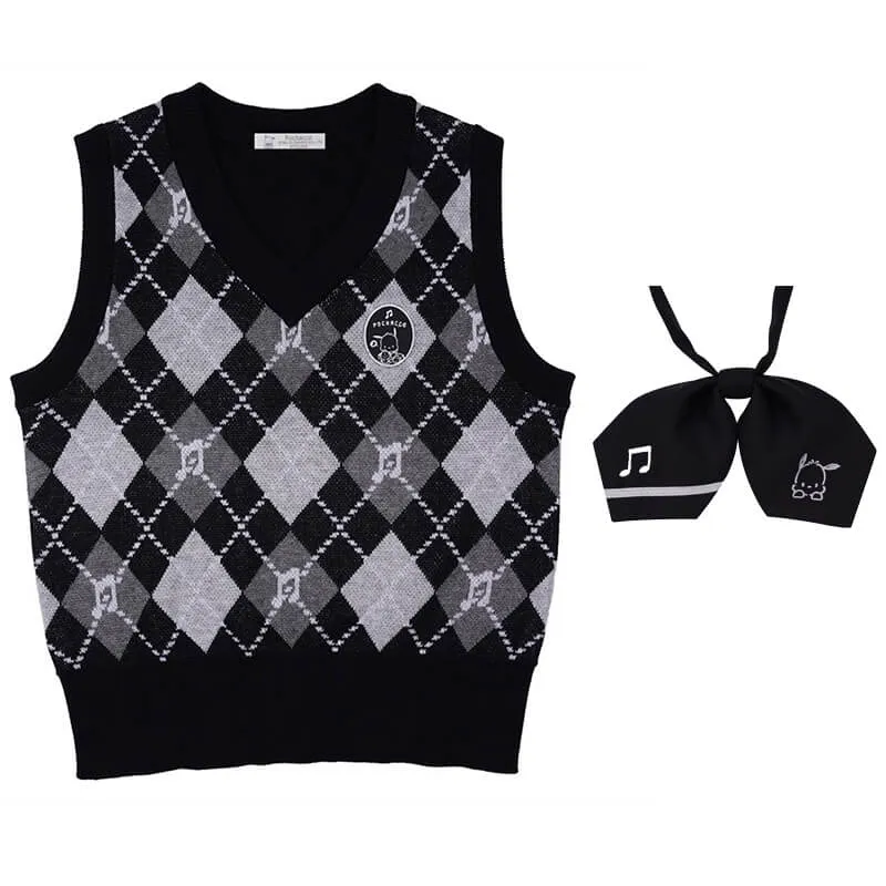 Pochacco Musical Note Argyle Patten Knit Vest