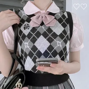 Pochacco Musical Note Argyle Patten Knit Vest