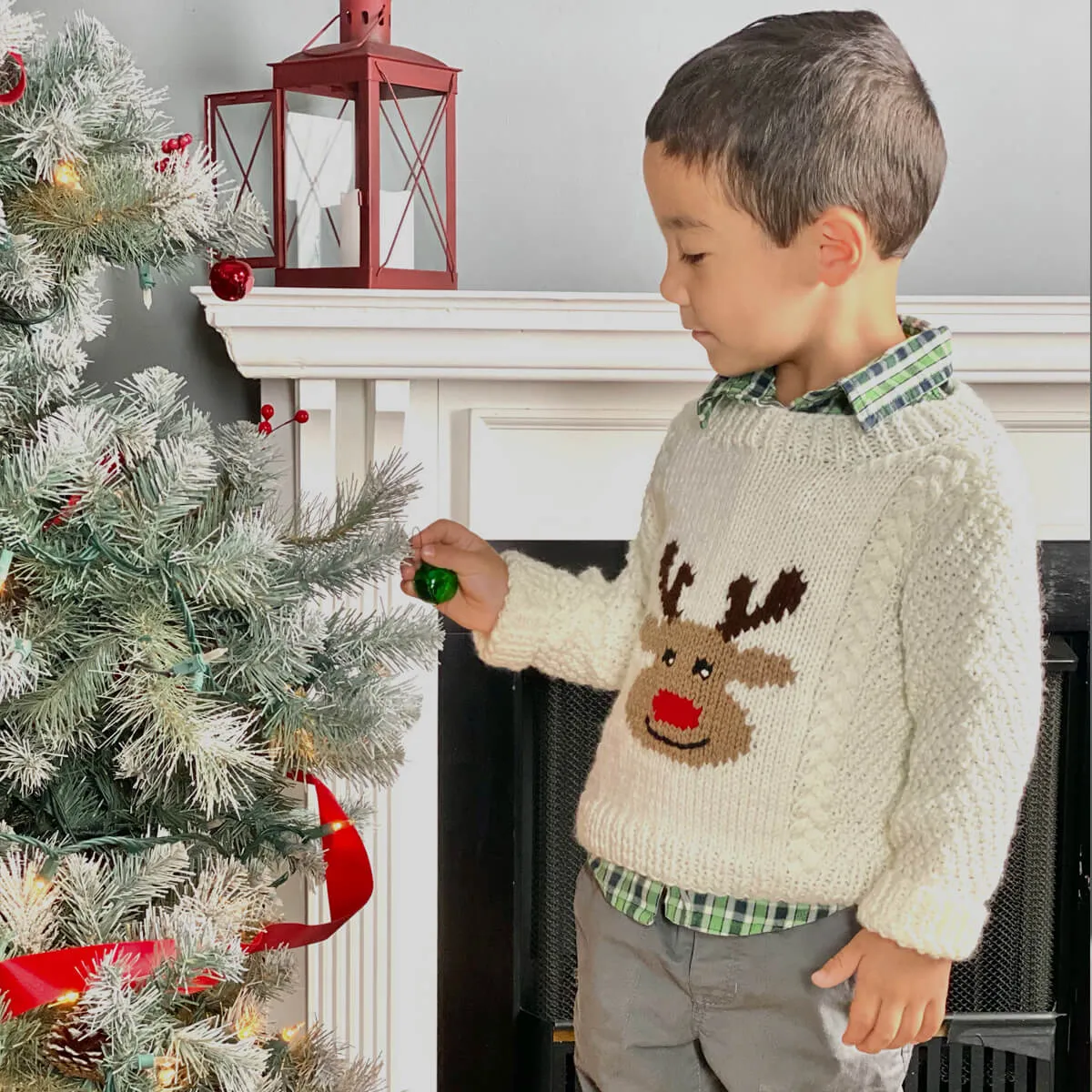 Reindeer Pullover and Mitts | Knit Childs Christmas Sweater Kit