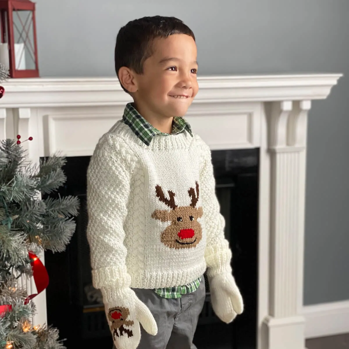 Reindeer Pullover and Mitts | Knit Childs Christmas Sweater Kit