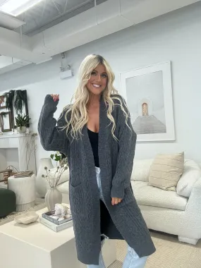 Sia Cable Knit Cardigan -Grey