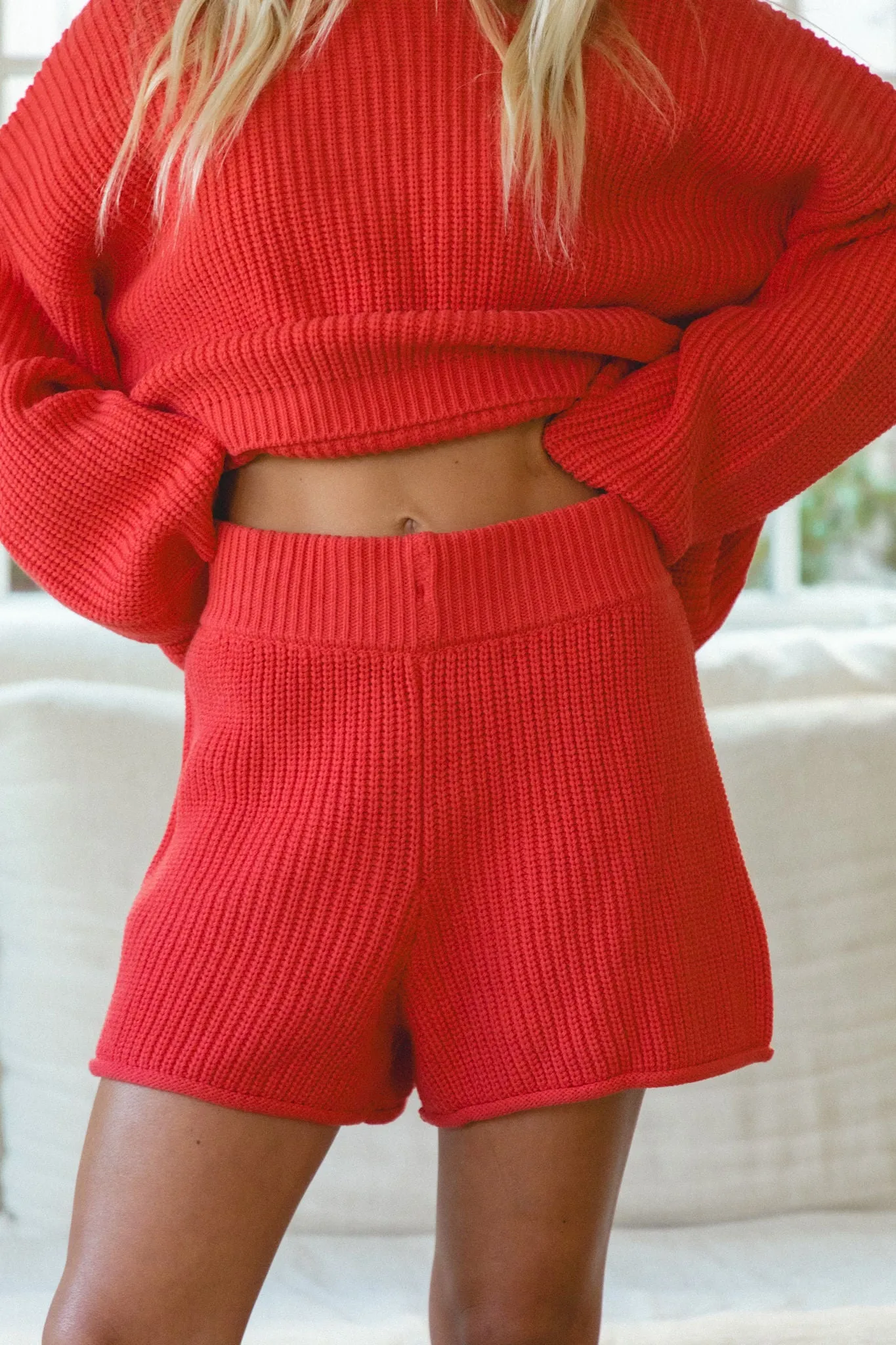 Slow Tide Cable Knit Shorts