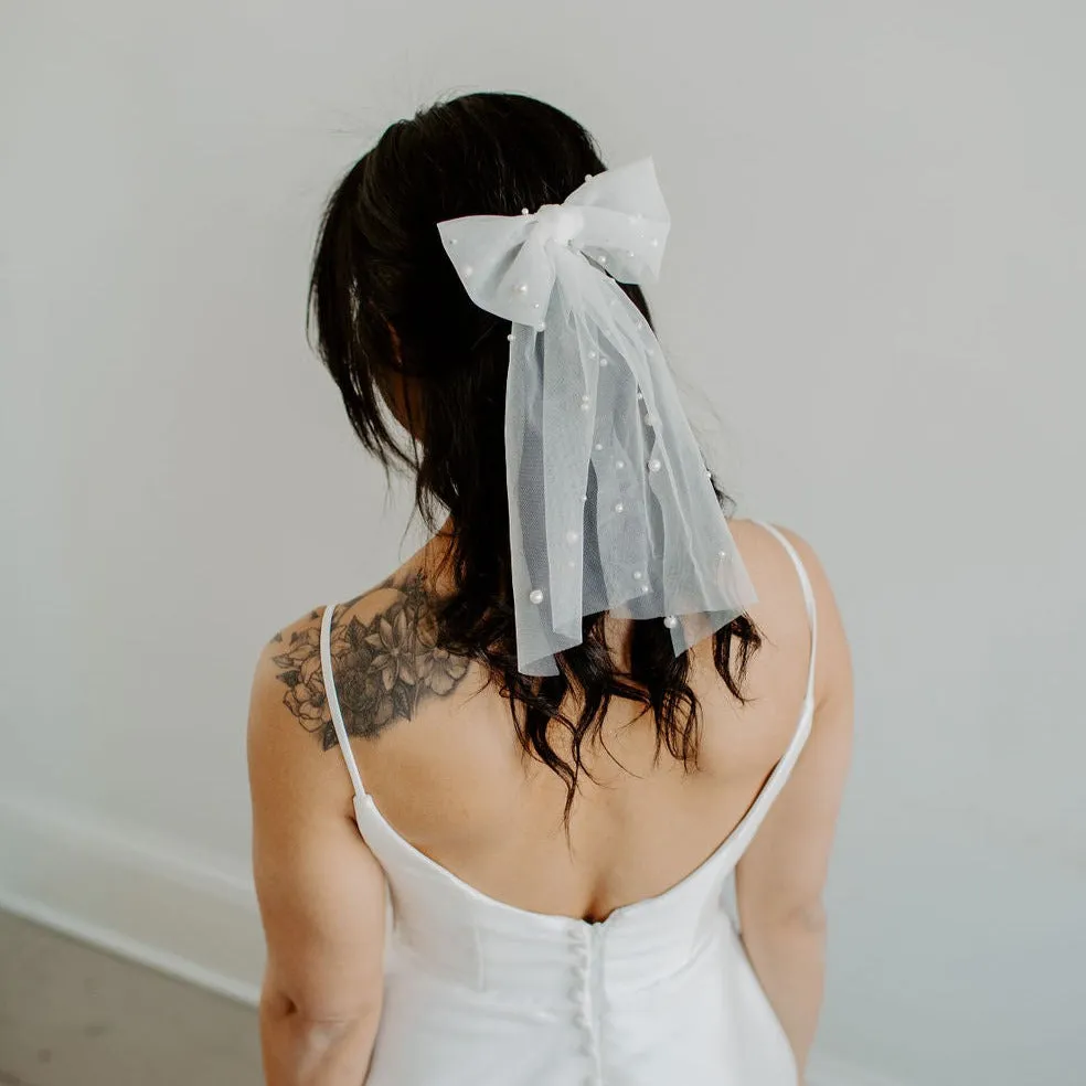 Soft Beaded Pearl Hair Bow