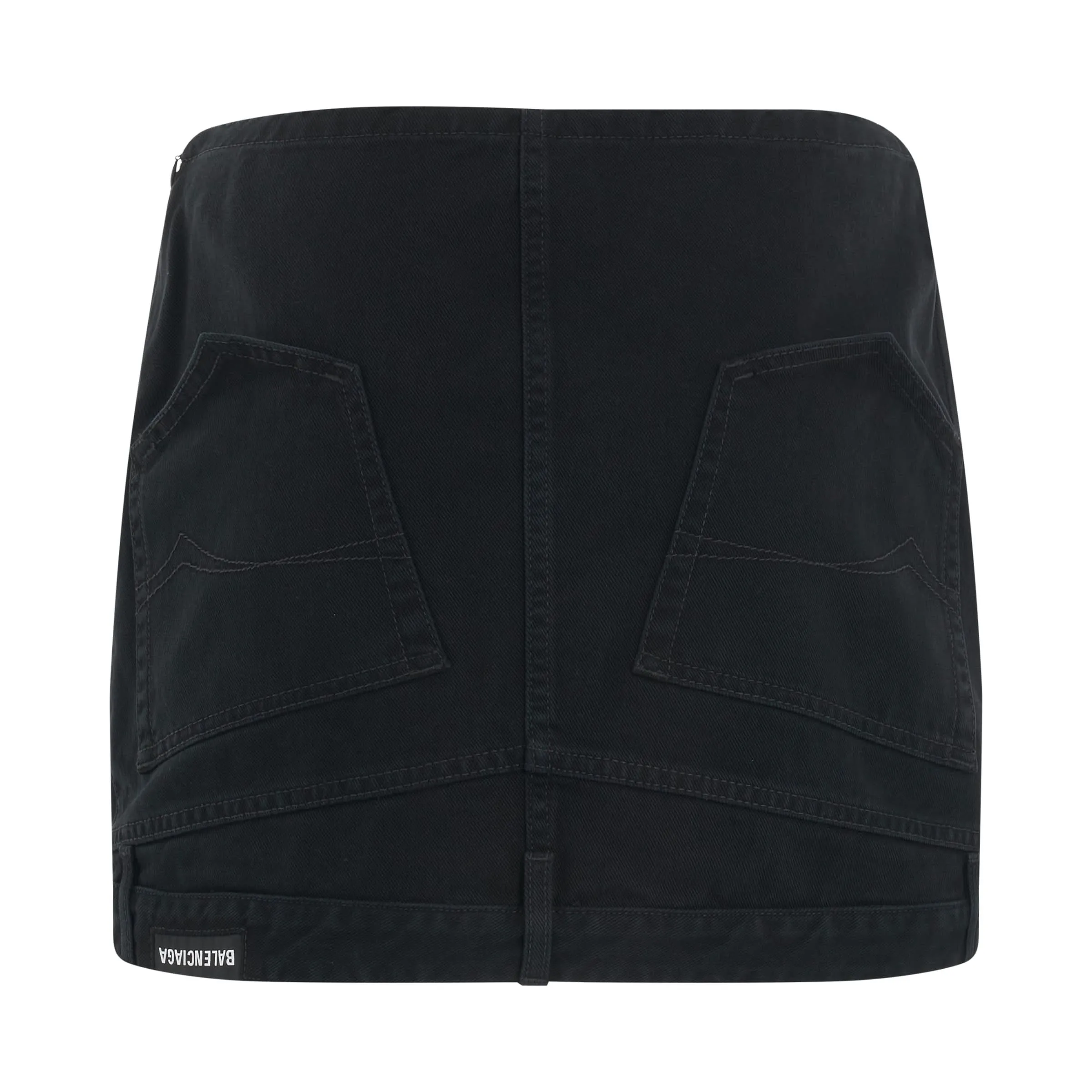 Upside Down Denim Mini Skirt in Black
