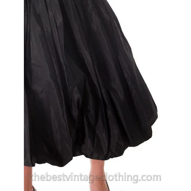 Vintage 1950s Black Pleated Taffeta Bubble Skirt Small 25 Waist